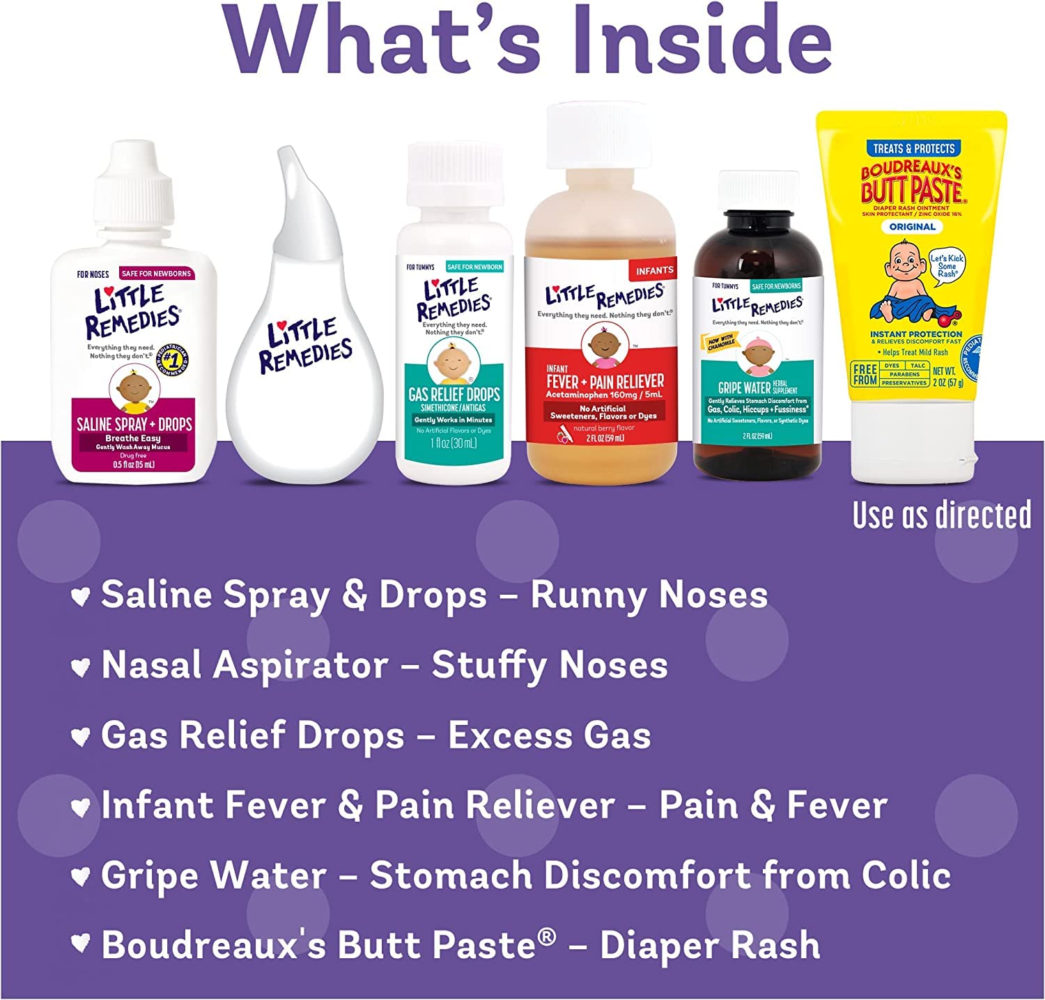 Little Remedies New Baby Essentials Kit with Saline Nasal Spray, Diaper Rash Cream, Gas Relief Drops, Gripe Water, 5 Products Included, White | Baby Care Set, Newborn Essentials, Saline Nasal Spray, Diaper Rash Cream, Gas Relief Drops, Gripe Water, Baby Pain Reliever