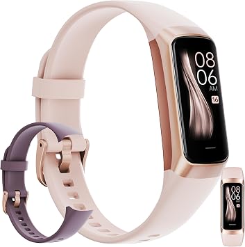 Fitness Tracker, Step Tracker Sport Bracelet Pedometer Calories Women, 1.1" AMOLED Smartwatch 3ATM Waterproof with Blood Pressure/Heart Rate Monitor for Men, Smart Watch for Android/iOS Phones Pink