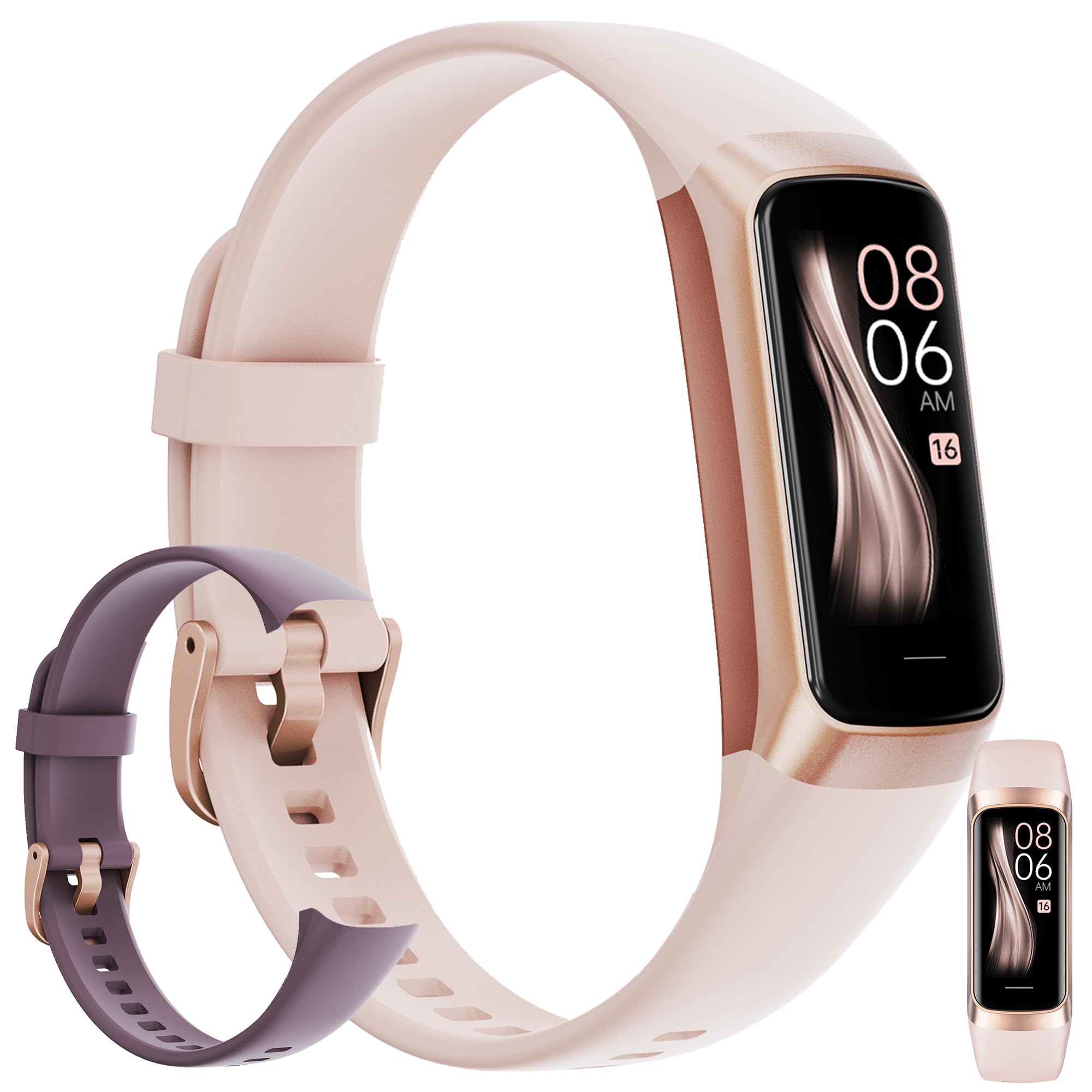 Fitness Tracker, Step Tracker Sport Bracelet Pedometer Calories Women, 1.1" AMOLED Smartwatch 3ATM Waterproof with Blood Pressure/Heart Rate Monitor