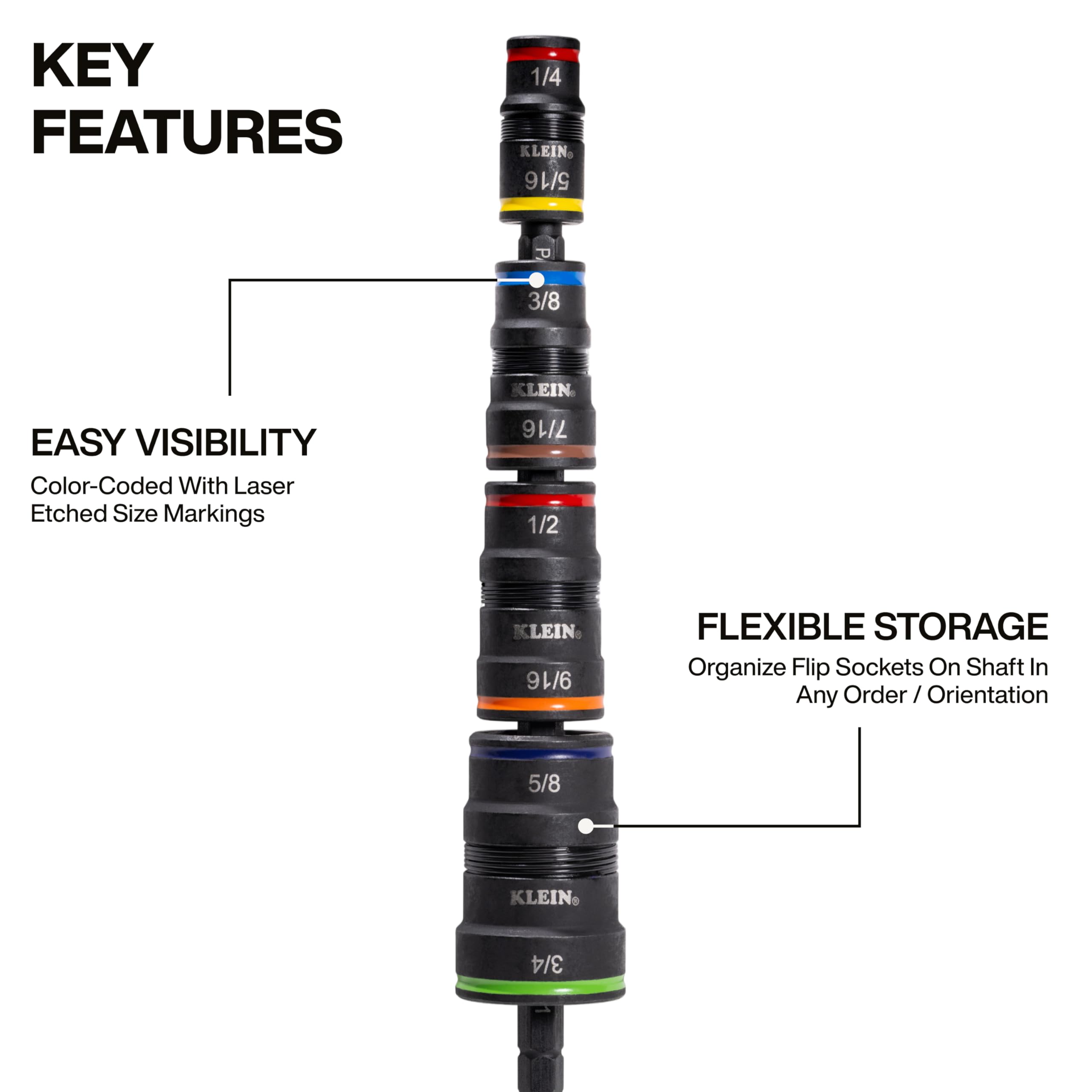 Klein Tools 32934 Impact Driver, 9-in-1 SAE Impact Socket Set, 4