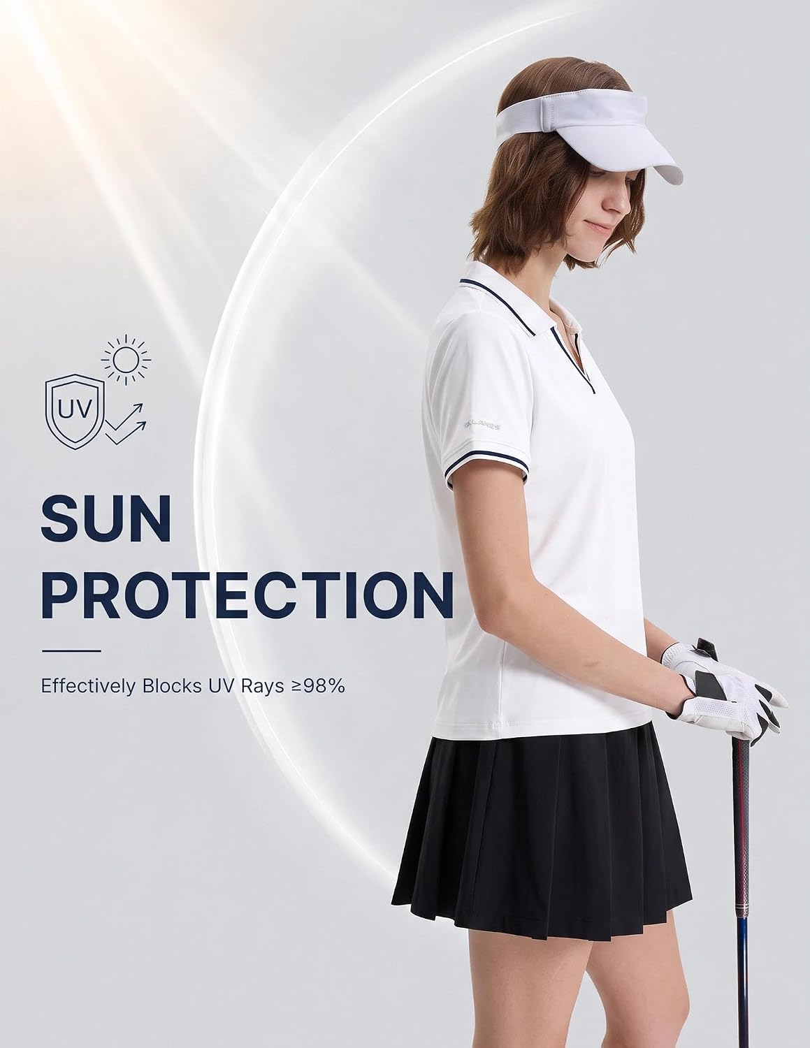Women's V-Neck Golf Polo Shirt, Soft Stretch UPF 50+