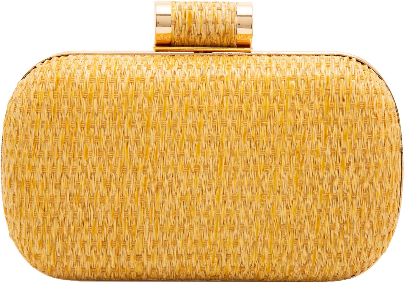 JNB Raffia Straw Box Clutch Natural