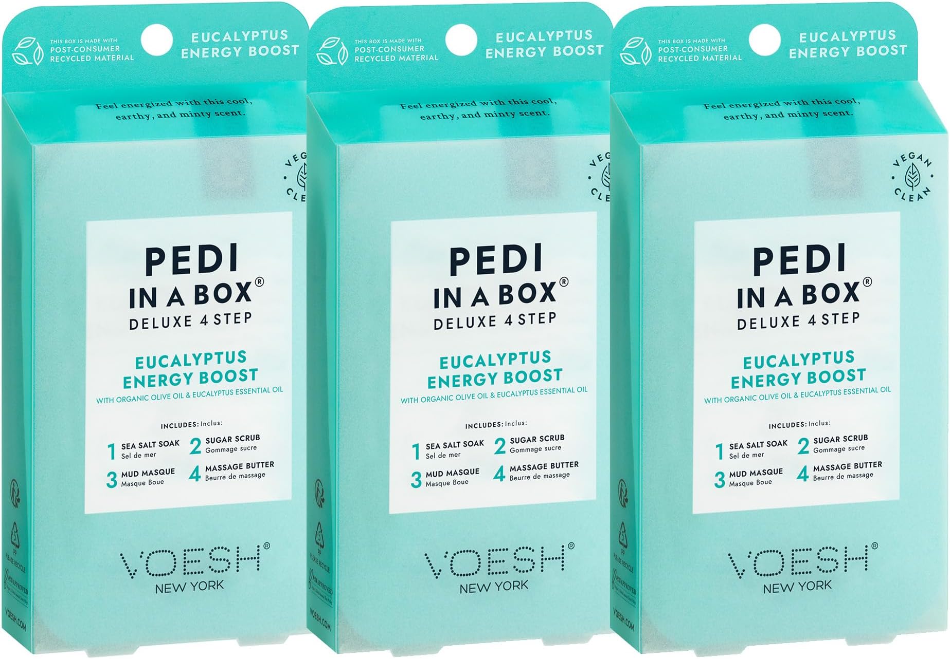 VOESH Pedi in a Box 4 Step, Pedicure Set, At-Home Pedicure, DIY Pedi, Foot Treatment, Pedicure Supplies, Foot Scrub, Foot Spa, Foot Care, Foot Therapy