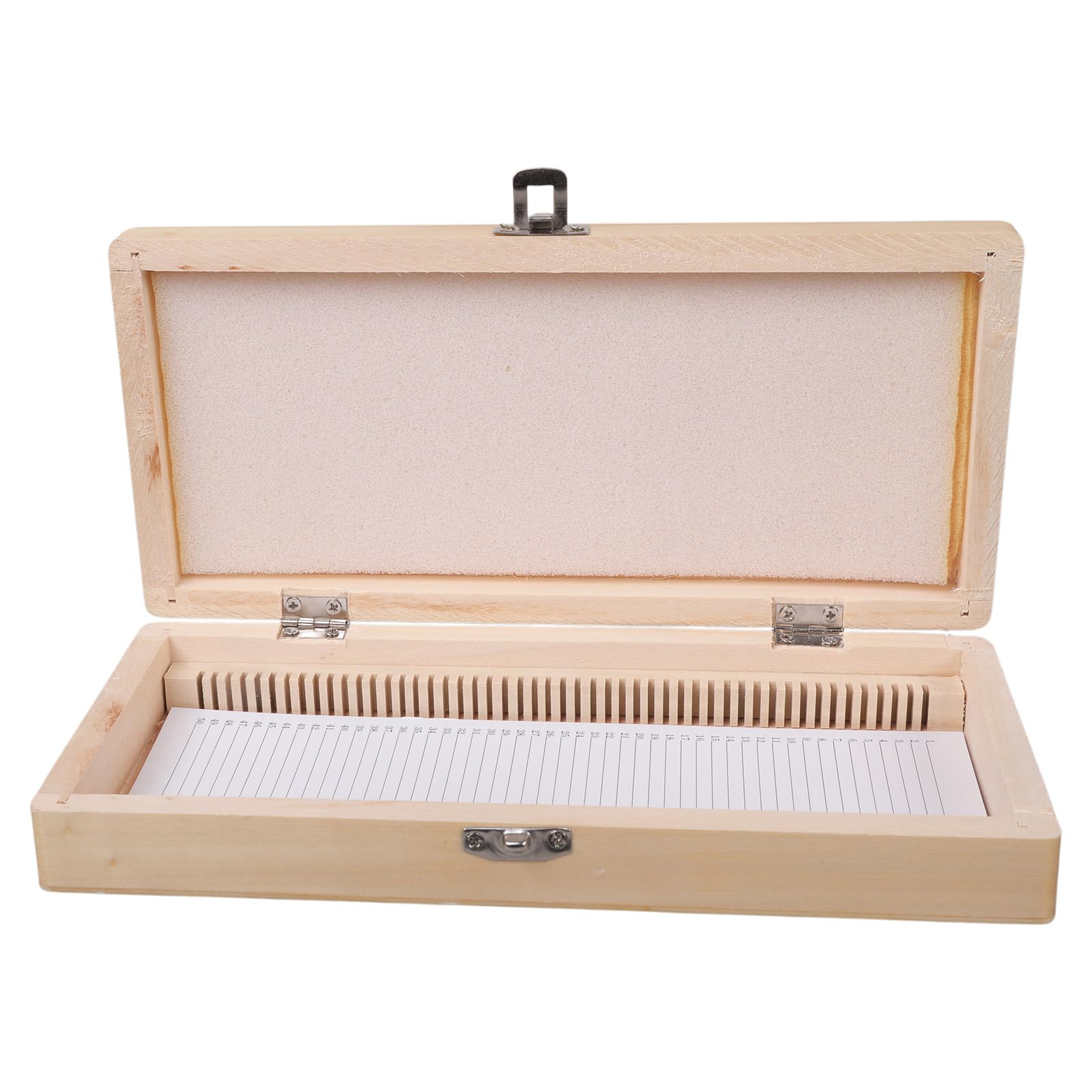 Biology Prepared Microscope Slides, 50PCS Lab Specimens with Wood Storage Case and Metal Buckle for Science Educat Wooden Slide Storage Box for Microscope