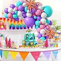 Vista 4 de Kit de arco de globos rosa, morado y azul, guirnalda de globos rosa morado con globos de látex rosa, azul, morado, blanco, globos de papel