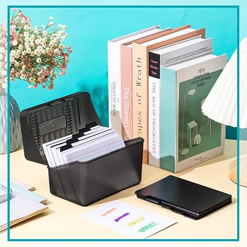 Miniatura 6 de Portatarjetas de índice con divisores y tarjetas de índice a rayas, incluye 30 divisores de tarjetas de índice, 300 tarjetas de índice con rayas, 2