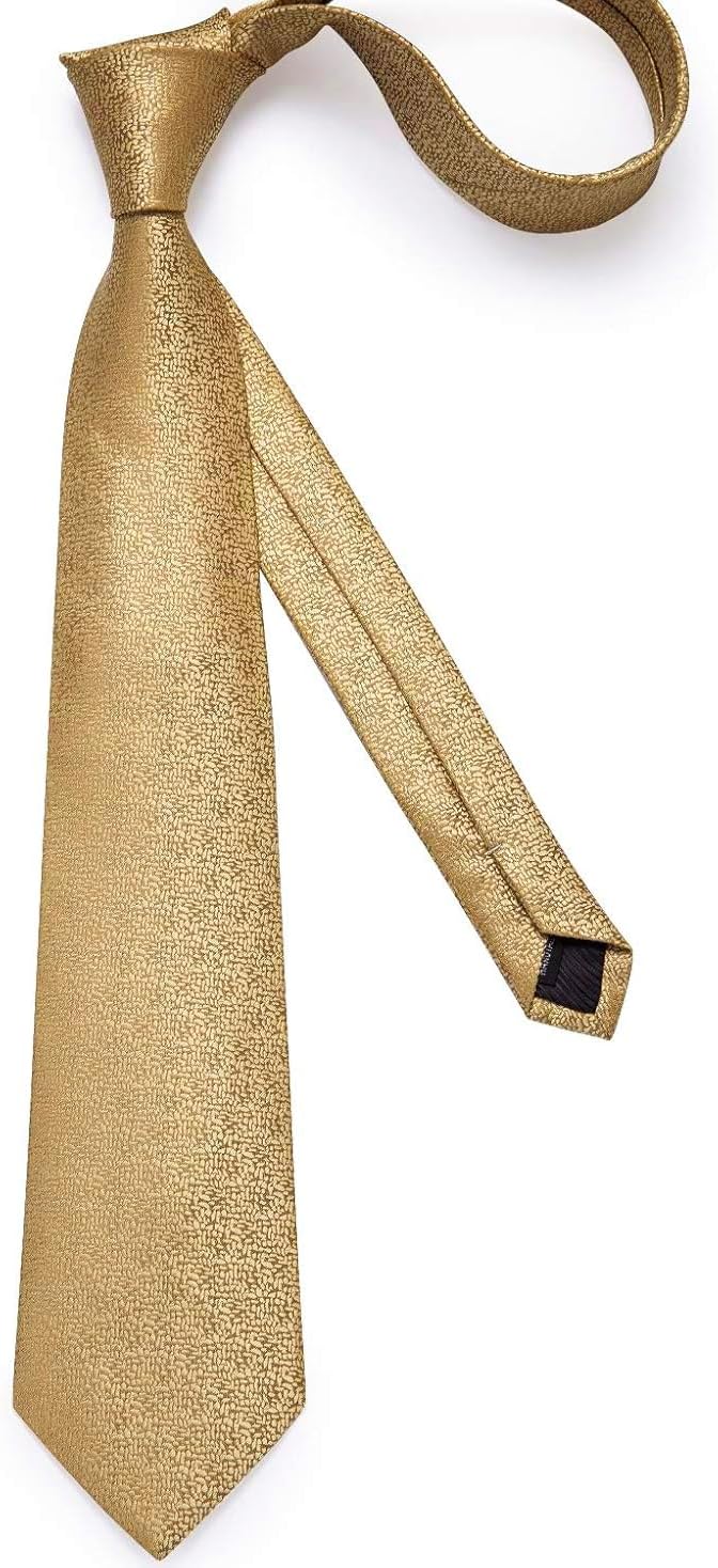 DiBanGu Mens Solid Color Tie and Pocket Square Set Woven Silk Plain Necktie & Handkerchief for Men Wedding Party Formal - Image 3