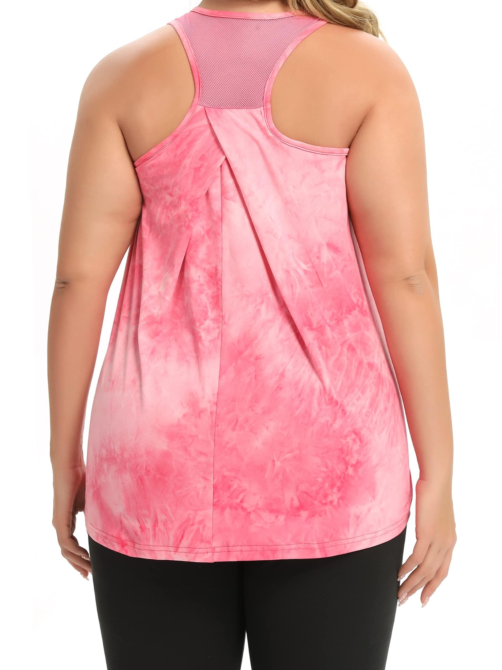 FOREYOND Women's Plus Size Workout Tank Tops Loose Fit Yoga Racerback Athletic Tops Sleeveless Summer Shirts