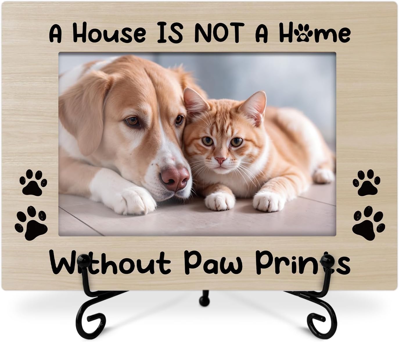 Pet Picture Frame, Dog Photo Frame for Pet Owner Dogs Lovers, New Puppy Gifts Dog Mom Gifts 4x6 Wood Photo Frame, Home Bedroom Office Shelf Table Decor -008