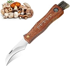 ZIMAIC Navaja Plegable Recolectar Setas, con Cepillo y Mango de Madera