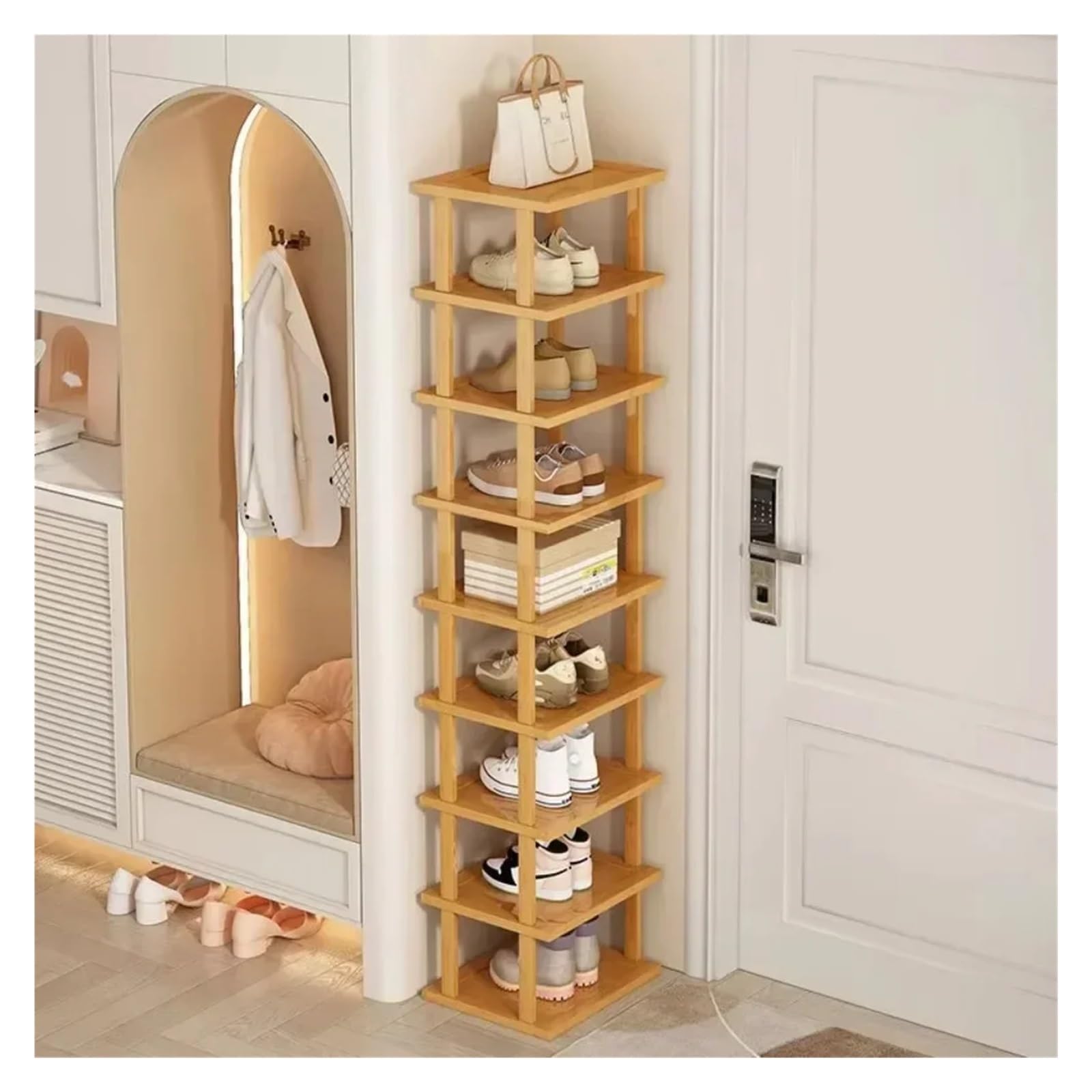 Schuhregal Schuhregal, tragbares, platzsparende Türablagen, mehrstöckiges Aufbewahrungssystem, einfaches Balkon-Organizer-Regal(48 * 23 * 91cm)