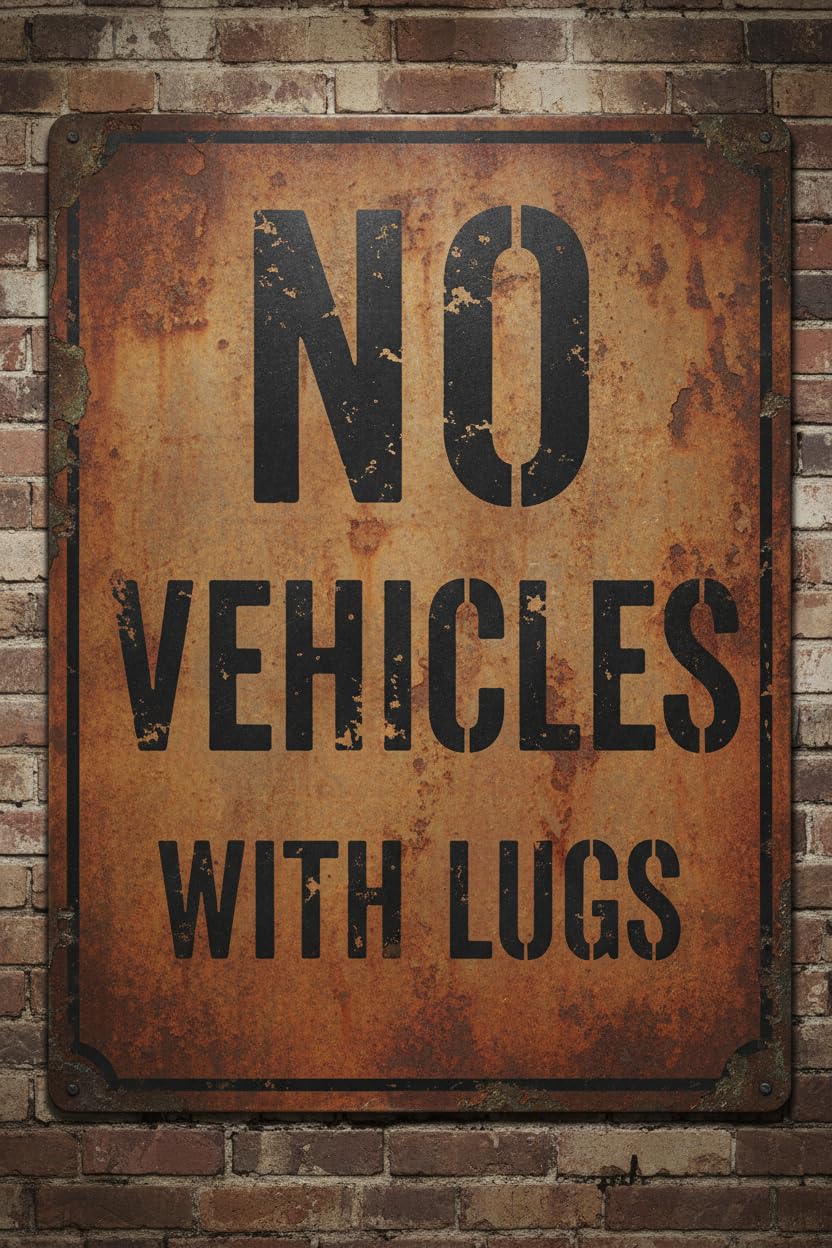 Wall Decor R5-5 No Vehicles With Lugs - Traffic Regulatory Sign Metal Sign 8x12Inch Clear Signage For S, Fences Vintage Signs Aluminum Plates Printed