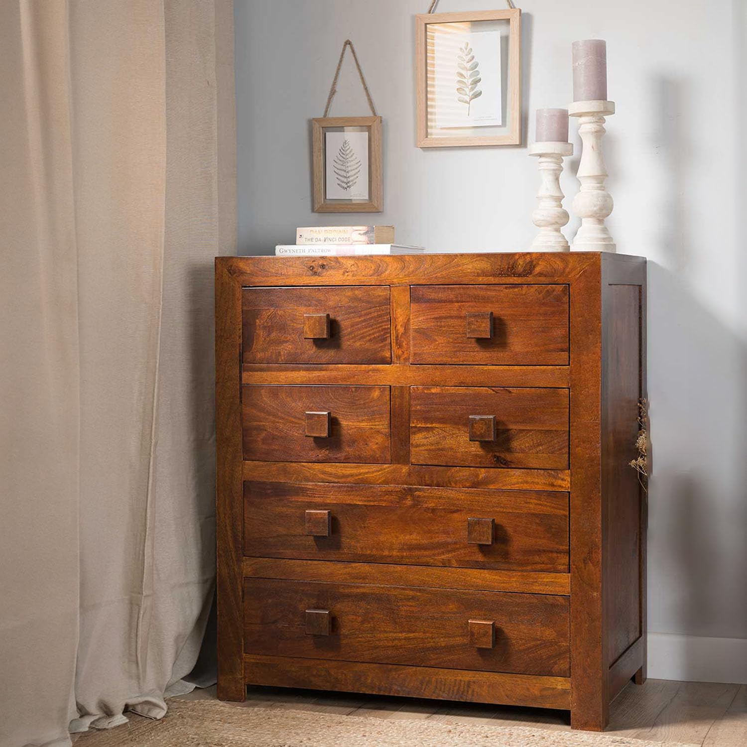 Solid Mango Wood Chest of Drawers - Dakota Wooden Bedroom Furniture