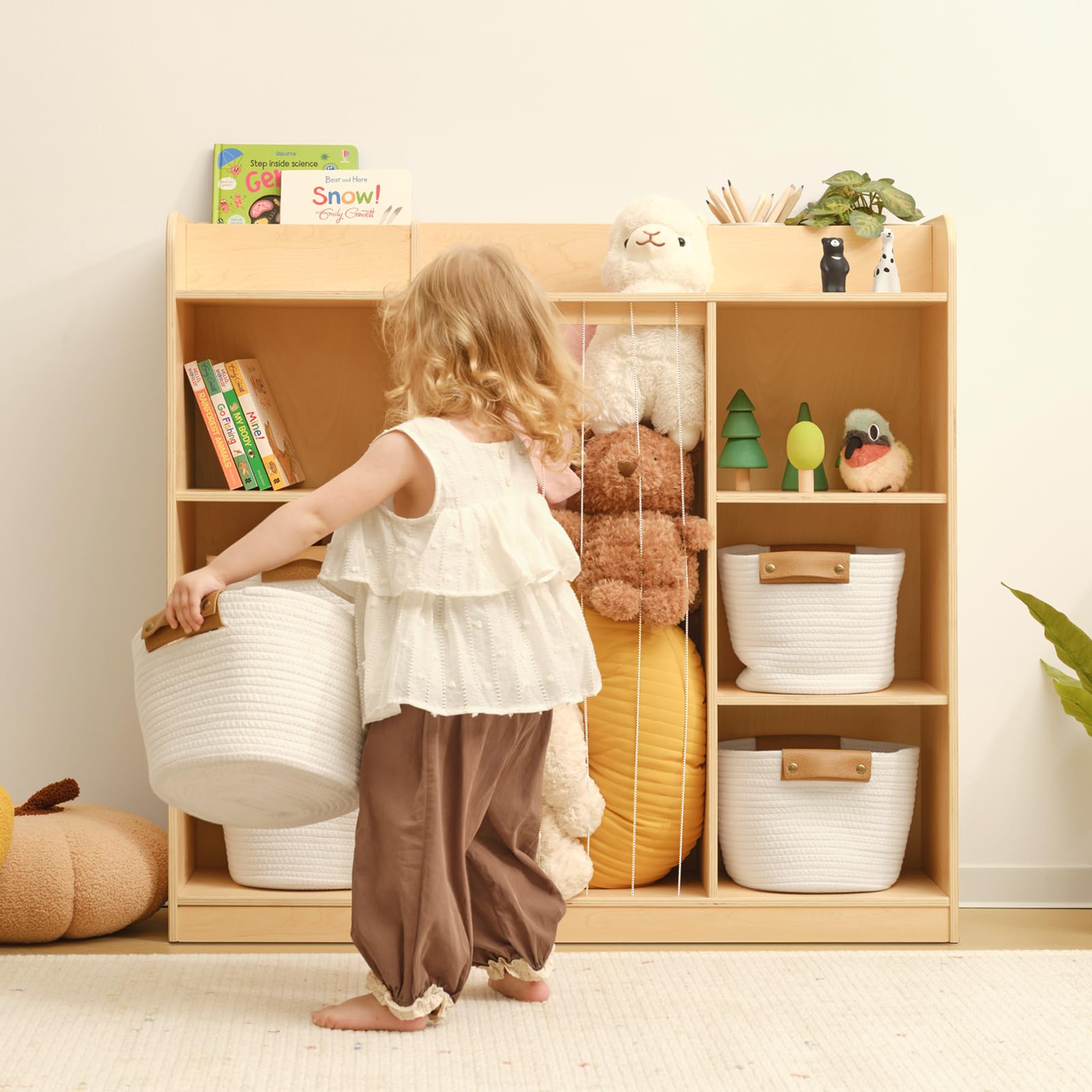 OOOK Rangement pour Animaux en Peluche, Organisateur à 3 étagères cubiques, étagère à Livres et Jouets pour Salle de Jeu, crèche et Maternelle