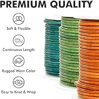 Vista 5 de Cordón de cuero para hacer joyas, cordón redondo de 2 mm, cuerda de 27 yardas utilizada para manualidades, cuerda para collar, trenzado - Negro