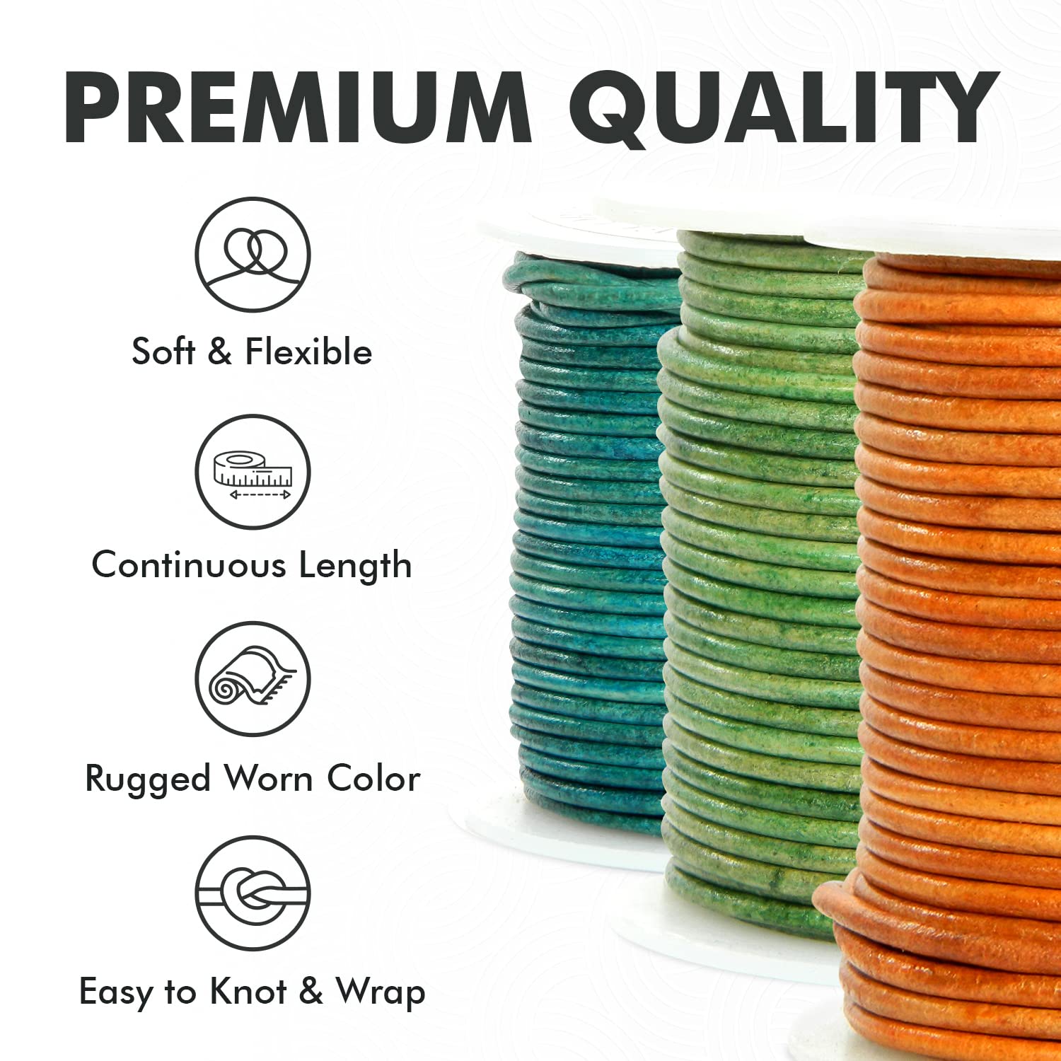 Cordon En Cuir De Vachette Rond 2mm - 10 Mètres - Noir - Pour Fabrication Bijoux, Bracelets, Colliers DIY