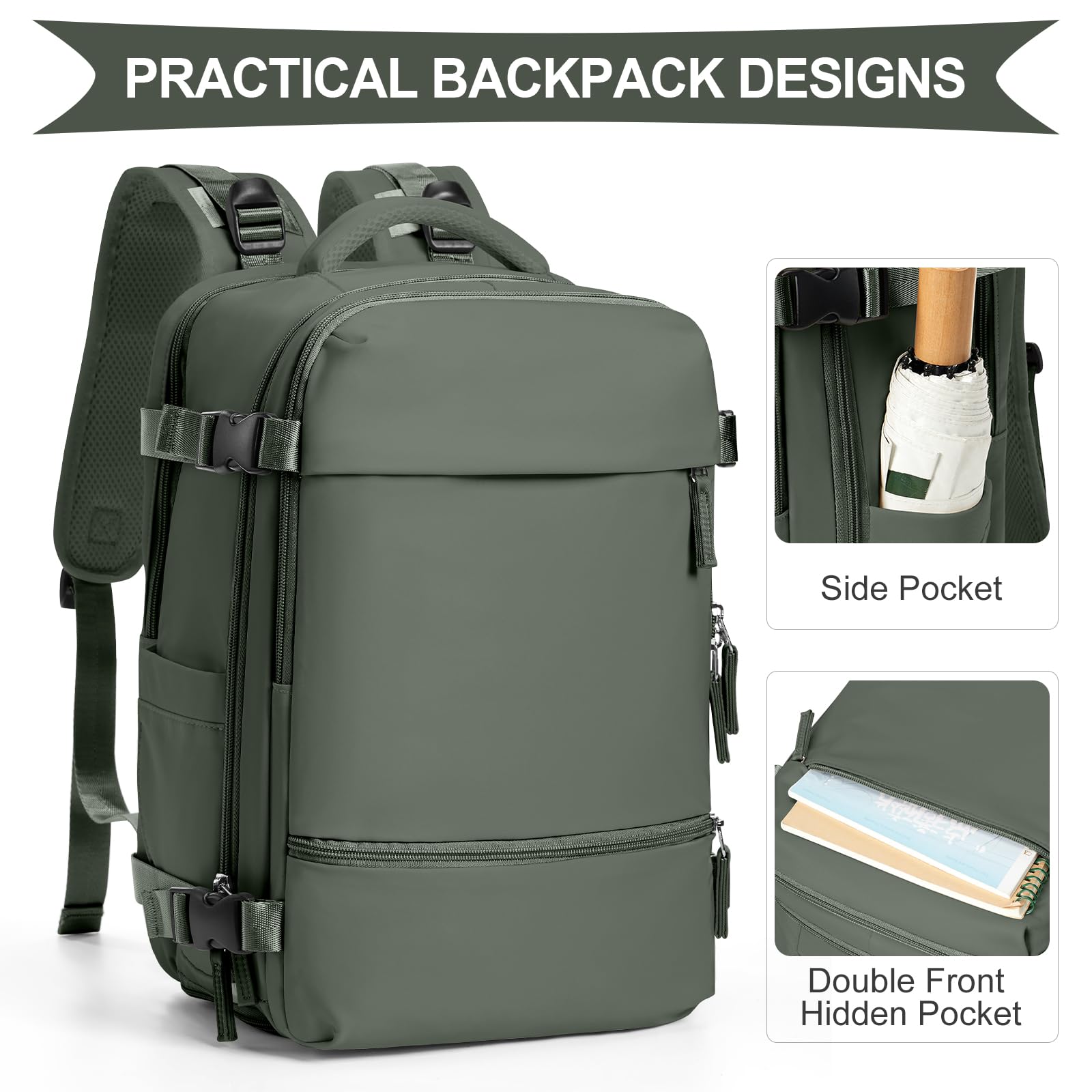 SZLX Zaino Ryanair 40x20x25 Donna Zaino da Viaggio Bagaglio a Mano 20L Uomo Borse da cabina 45x36x20 Easyjet Travel Backpack Adatto a laptop da 14 Pollici con scomparto per scarpe per Lavoro e Scuola