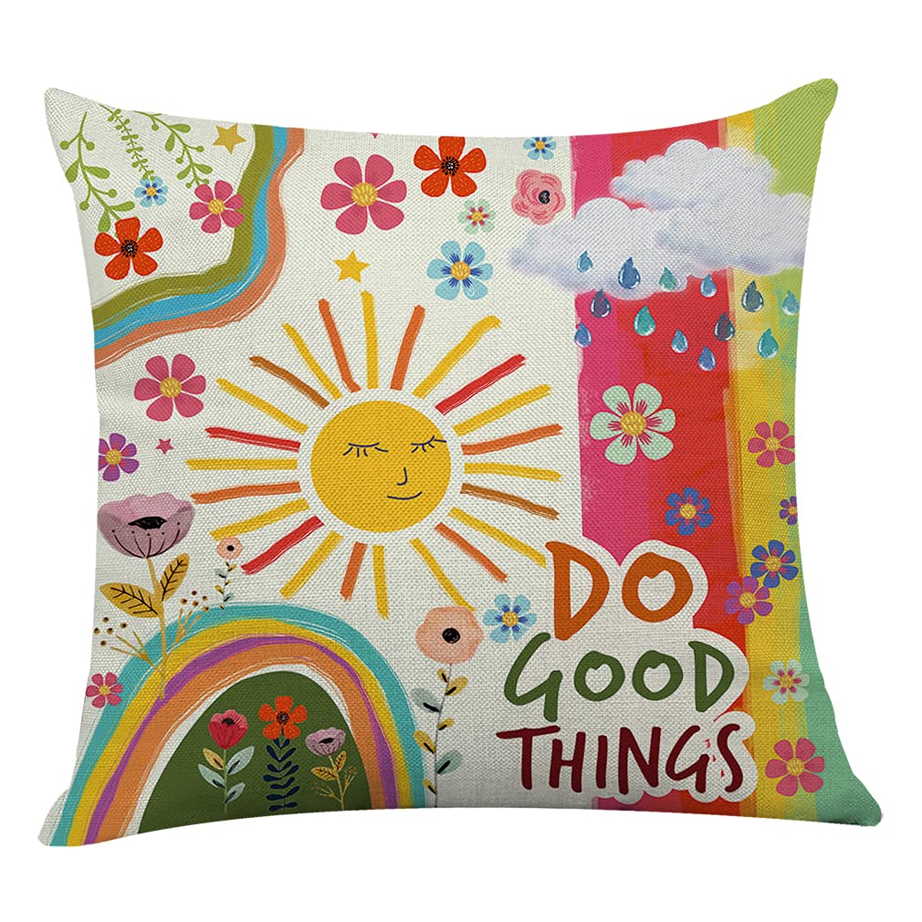 Littlefa Inspiring Gifts Cute Colour Sunshine Throw Pillow Cover Rainbow Cushion Cover Decorative Pillowcase Living Room Bedroom Decor for Girls