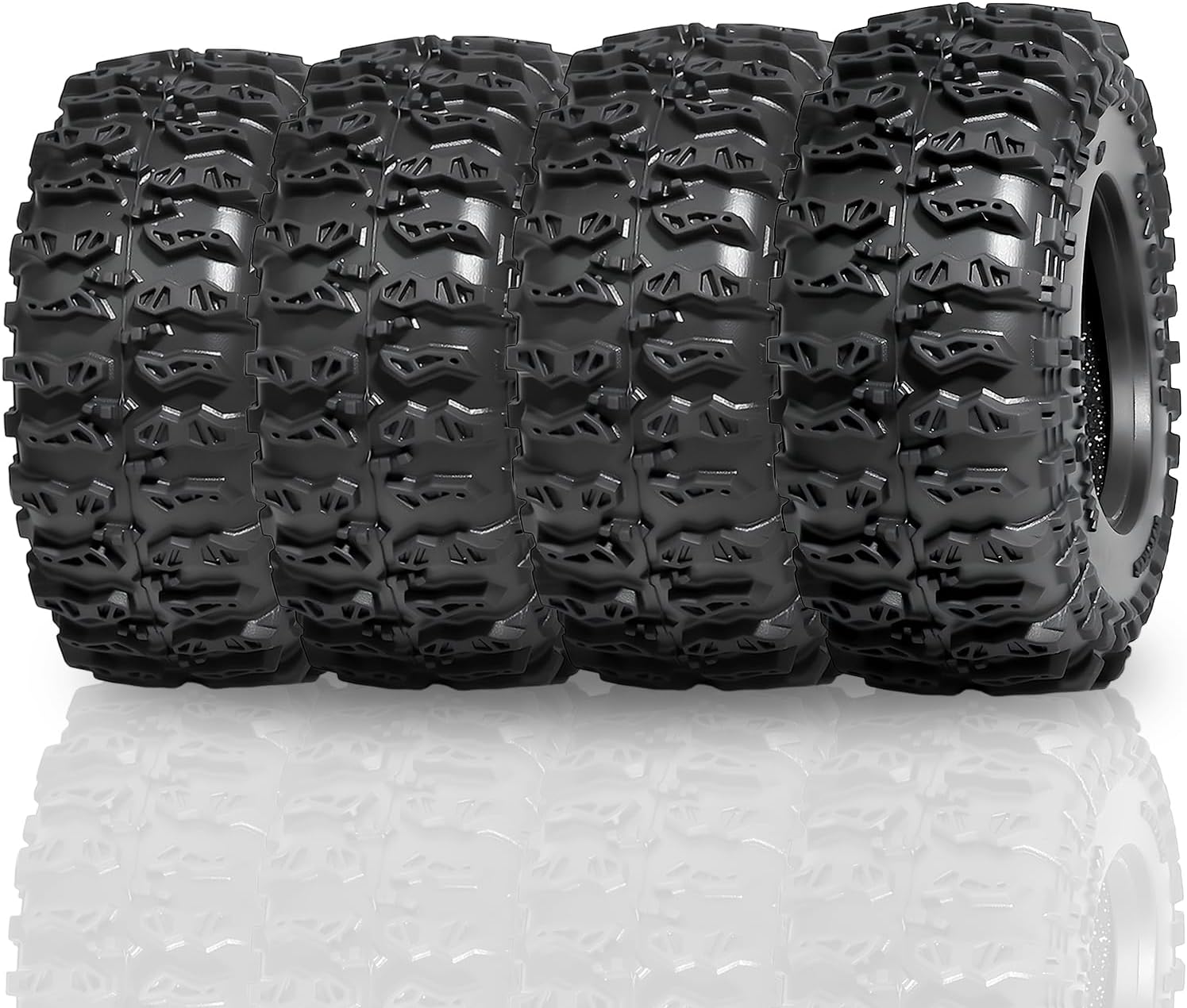 1.3” Crawler Tires Rock Terrain Tires 64x26mm Soft Rubber Tires with Foam Insert Fits for 1/18 1/24 AX24 TRMX4 Axial SCX24 FCX24 Ultimate CR-18P EVO XC-1 RTR RC Model Upgrade Part (4PCS)