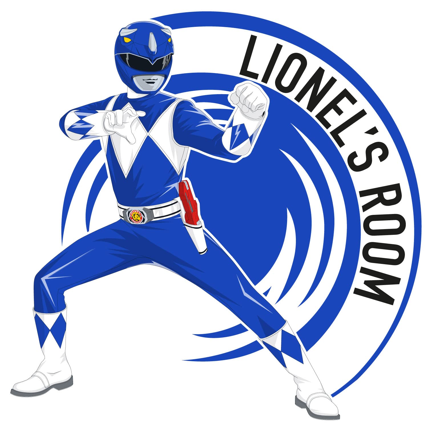 Stickerscape Power Rangers Wall Sticker (Personalised Blue - Regular Size)| Official Power Rangers Wall Decal, Power Rangers Wall Decor | Power Rangers Bedroom | Easy to Apply, Cleanly Removable