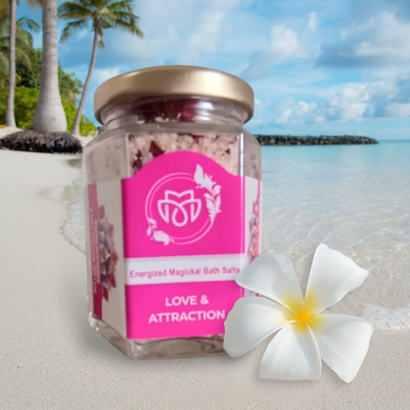 Premium Love & Attraction Bath Salt ~ Hexa Glass Jar Gift Edition | Energized Magickal Salt | Premium Lable | Attract Love | Romance Enhancement | Strengthen Relationship | Self Love | Family Harmony | Wiccan & Witchcraft Rituals | Attraction | Charishmatic Personality | Individual Spiritual Gift Box (Qty: 1 - 200g)