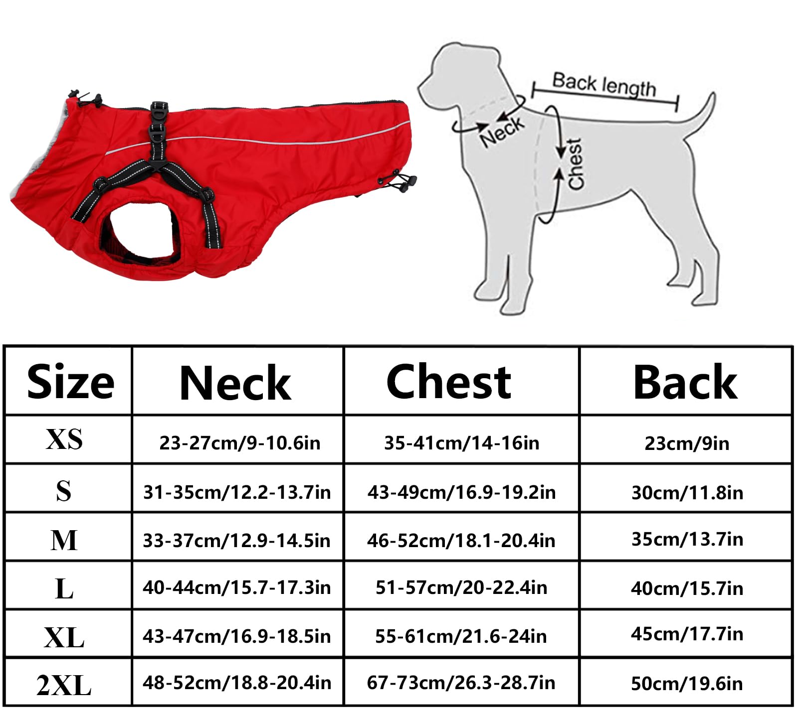 Geyecete Winter Warm Coat with Super inner fleece Dog Jacket Windproof snowproof with Buckle and D-Ring with hood,Pet outdoor jacket-Red-XS - Image 4
