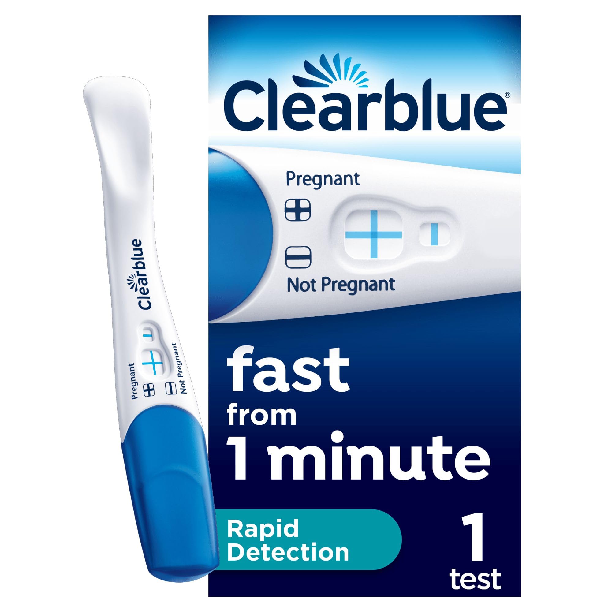 Clearblue Pregnancy Test, Rapid Detection, Result As Fast As 1 Minute, 1 Test, Easy at Home Testing