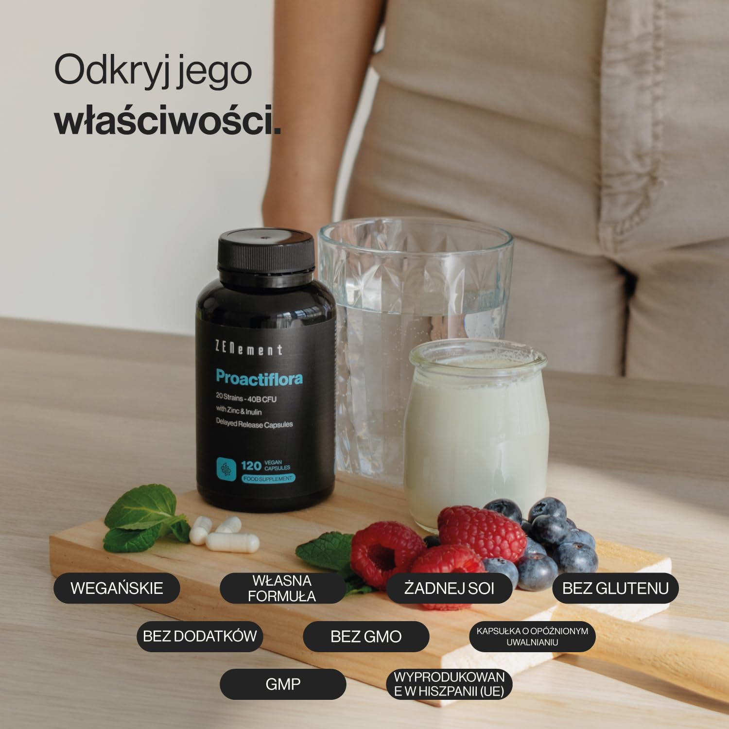 Probiotyki i Prebiotyki, 120 Kapsułek Odpornych na Działanie Soku Żołądkowego – wegańskie 20 Szczepów (40 Miliardów CFU) na Dawkę, Inulina,Cynk – Układ trawienny i odpornościow – Zenement