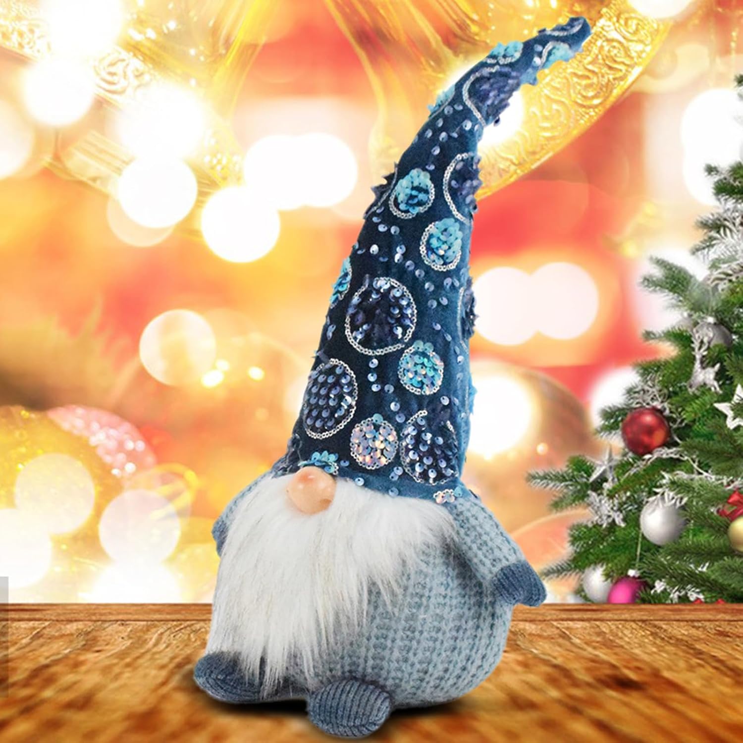 Multipurpose Christmas Telescoping Dolls Set Christmas Ornament for Home Decoration or Store Window Festival Ambiances Blue Sequins Dolls