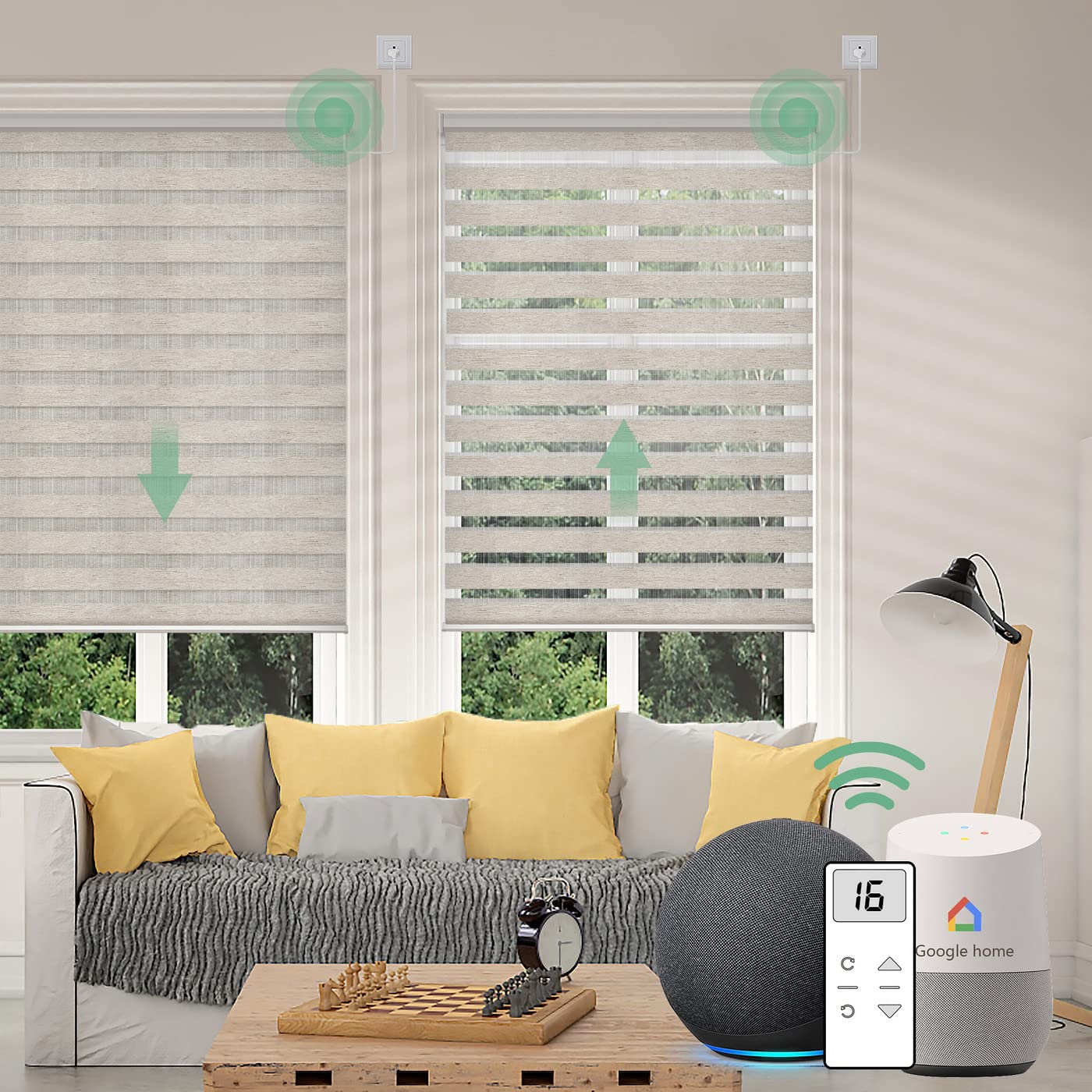 Yoolax 電動調光 スマートロールスクリーン（ベージュ）2個セット Amazon｜Yoolax 電動 調光ロールスクリーン スマホ操作対応 WiFi