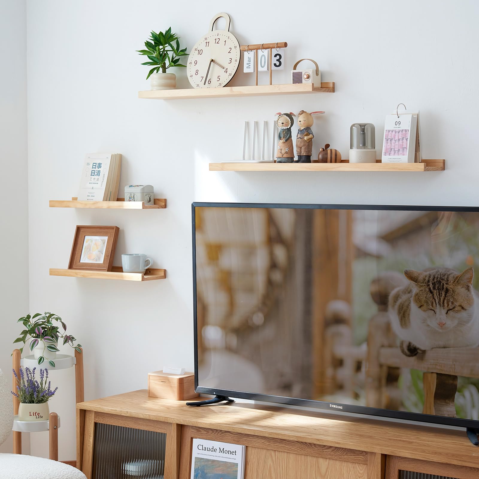 Etagere Murale En Bois,Étagères De Rangements Rustiques,Etagere Flottante Murale En Pin