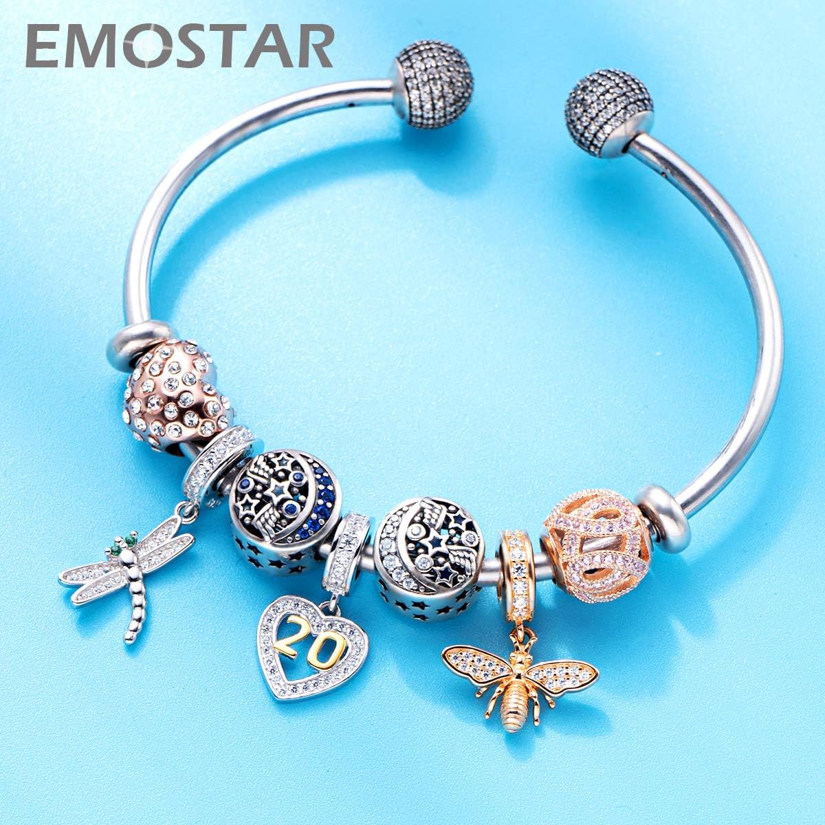 Sparkling Dragonfly Charms fits Pandora Insect Bracelet, Dangle Silver Plated Realistic Insect Pendant with CZ, Gift for Christmas/First Mothers Day/Valentines Day - Image 4