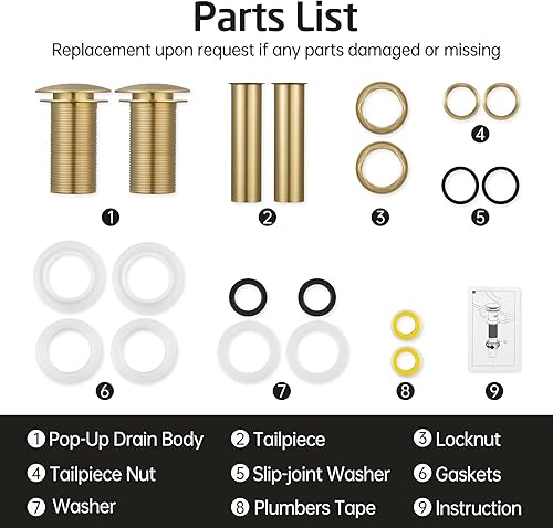 Miniatura 88 de KES S2008A-BK-P2 - Drenaje desplegable para lavabo de baño, 2 unidades de acero inoxidable T304 y latón, 2 unidades para lavabo de baño, color negro