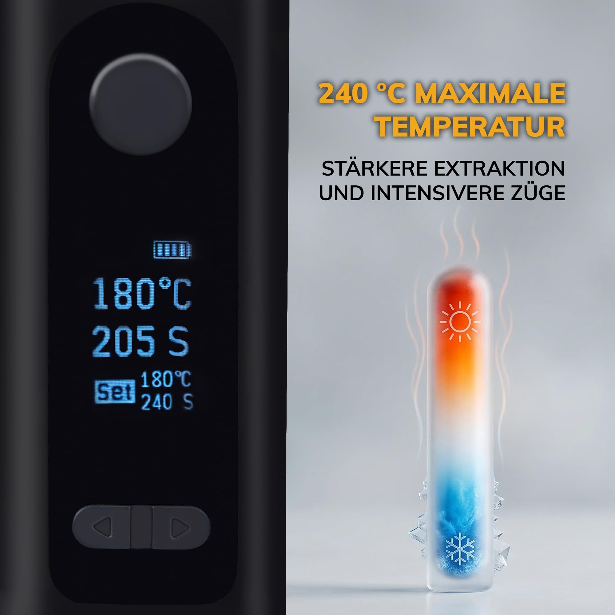 Milatron vaporizzatore erbe, riscaldamento rapido 25 secondi, display OLED, temperatura regolabile 160 °C a 240 °C, batteria 2300 mAh, USB C, sistema ibrido a convezione
