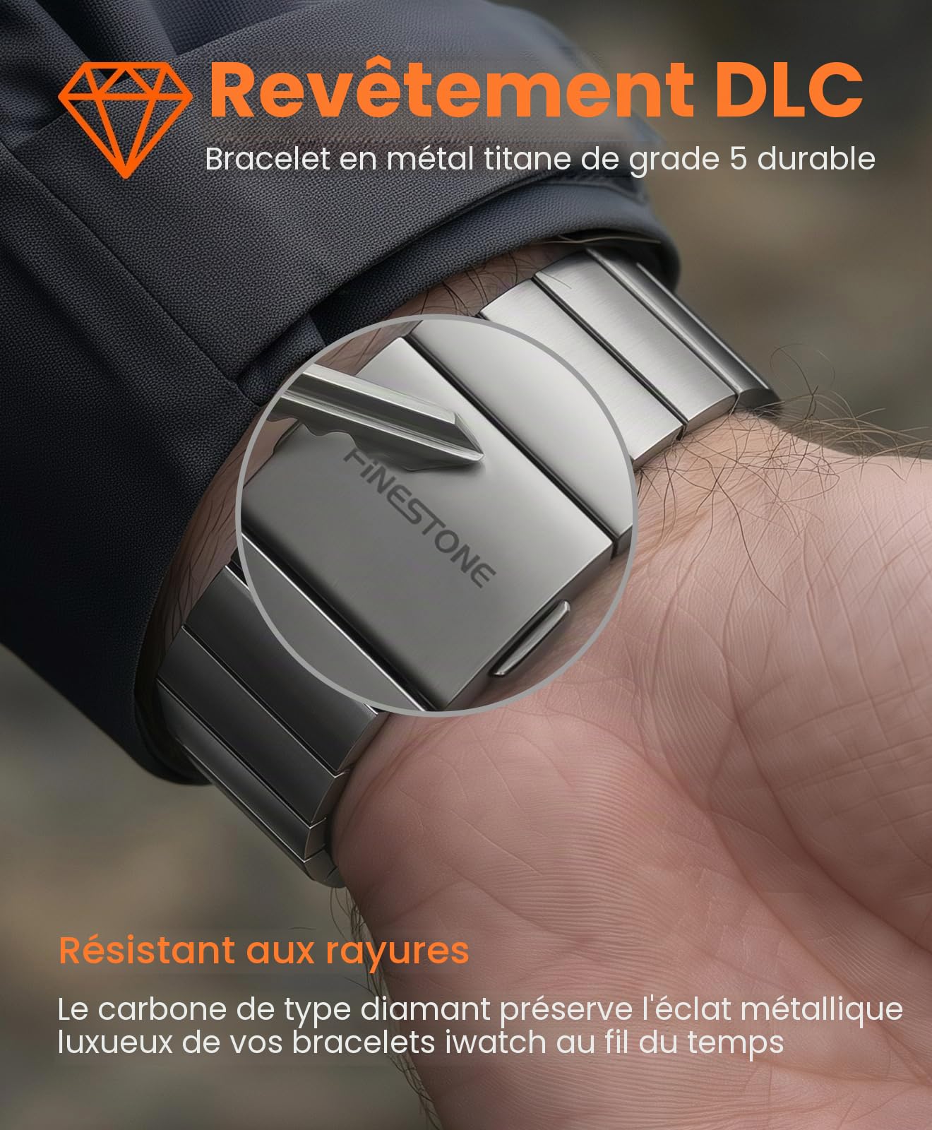 CRNS02 Bracelet en titane compatible avec Apple Watch Ultra 3/2/1 49 mm & Series 11/10 de 46 mm – 24 mm de largeur, fermoir magnétique réglable en titane