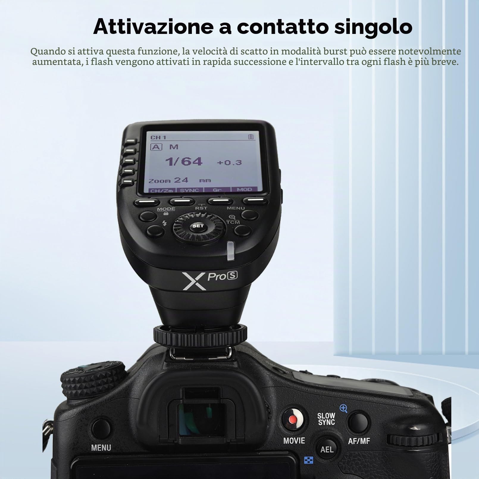 Godox XPro-S 2.4G Wireless TTL ad alta Velocità di Sincronizzazione 1/8000s Flash Trigger Trasmettitore X Sistema ad alta Velocità Trigger per Fotocamere Sony