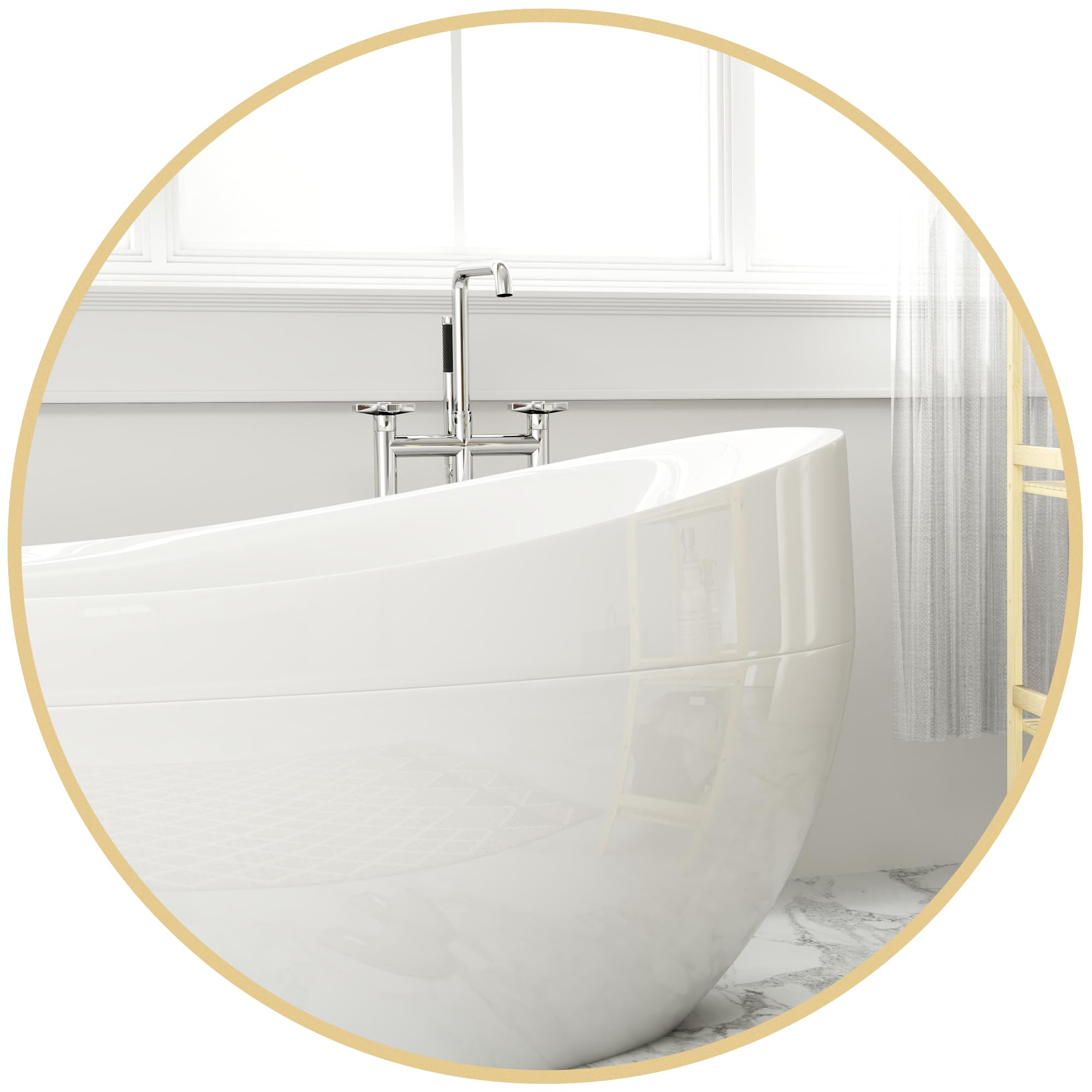 HOMCOM Espejo de baño Redondo con Marco 70x70 cm Dorado