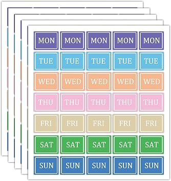 Week Date Sticker 7 Days of The Week Labels Colored Day of The Week Labels,10.75 inch MON-Sun Weekly Stickers for Food Journal Calendars School Office Supplies700 Pcs
