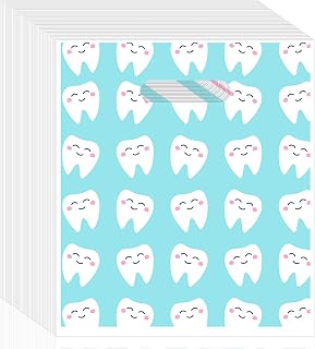 100 Pcs Dental Bags (Blue Tooth Style) | Tooth Patient Care Dental Bags, 9 x 8 Inches Dental Goodie Bags, for Dental Clinics, Schools and Patient Use