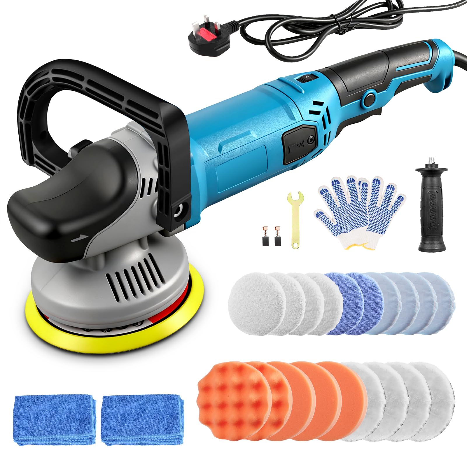 Poliermaschine Auto Set, 1200W Auto Exzenter Poliermaschine, 26 pcs Professional Set, 8 Geschwindigkeiten, 2M Kabel, 6 Zoll Orbital Auto Politur für Wachsen/Autodetaillierung