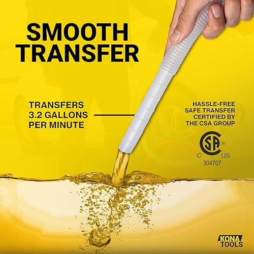 Miniatura 30 de Bomba de transferencia de combustible portátil con manguera de goma KTEP01MRUSB – Batería y USB-C Boquilla de seguridad, manguera resistente