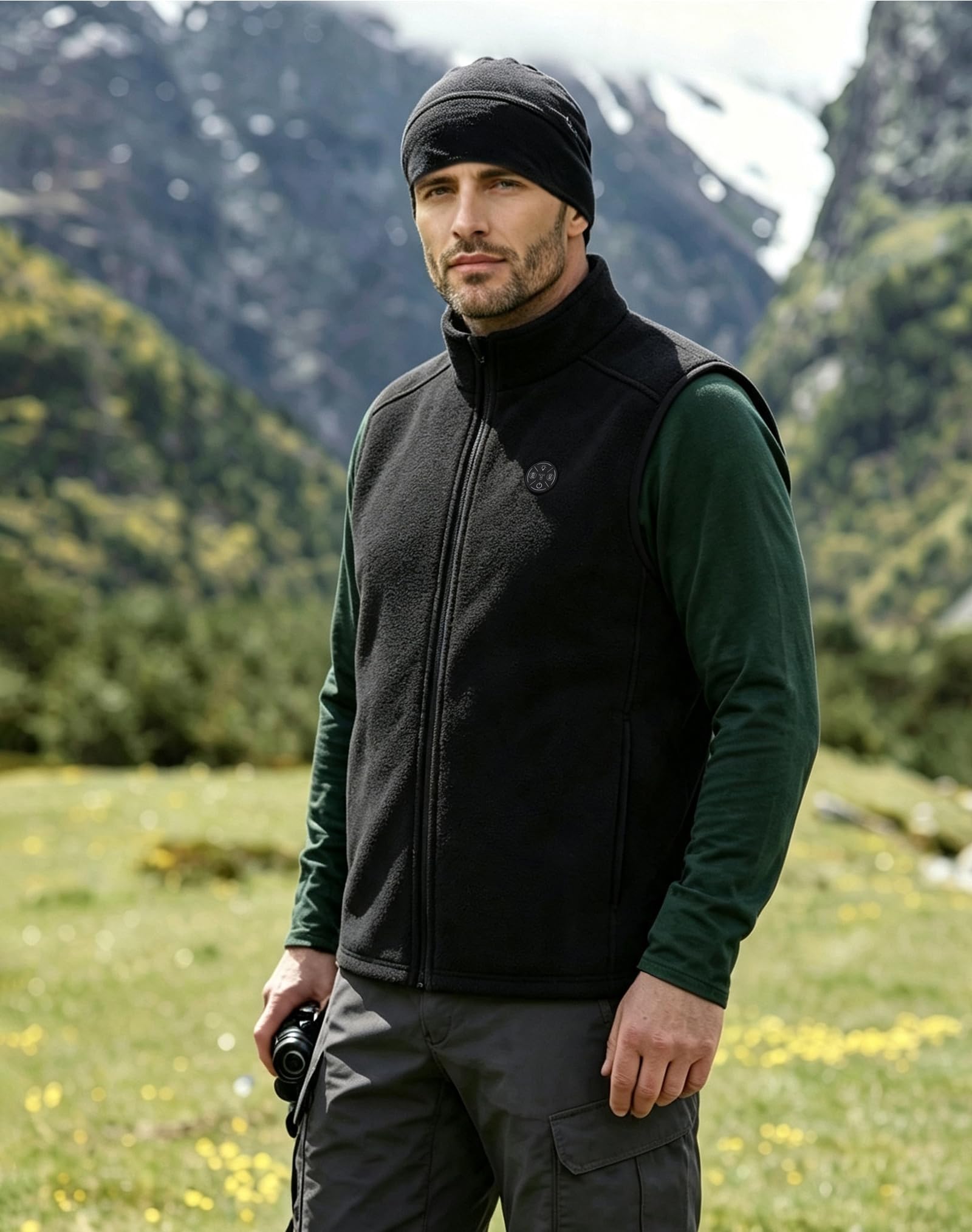 Gilet riscaldante in pile da uomo, con power bank da 16000 mAh