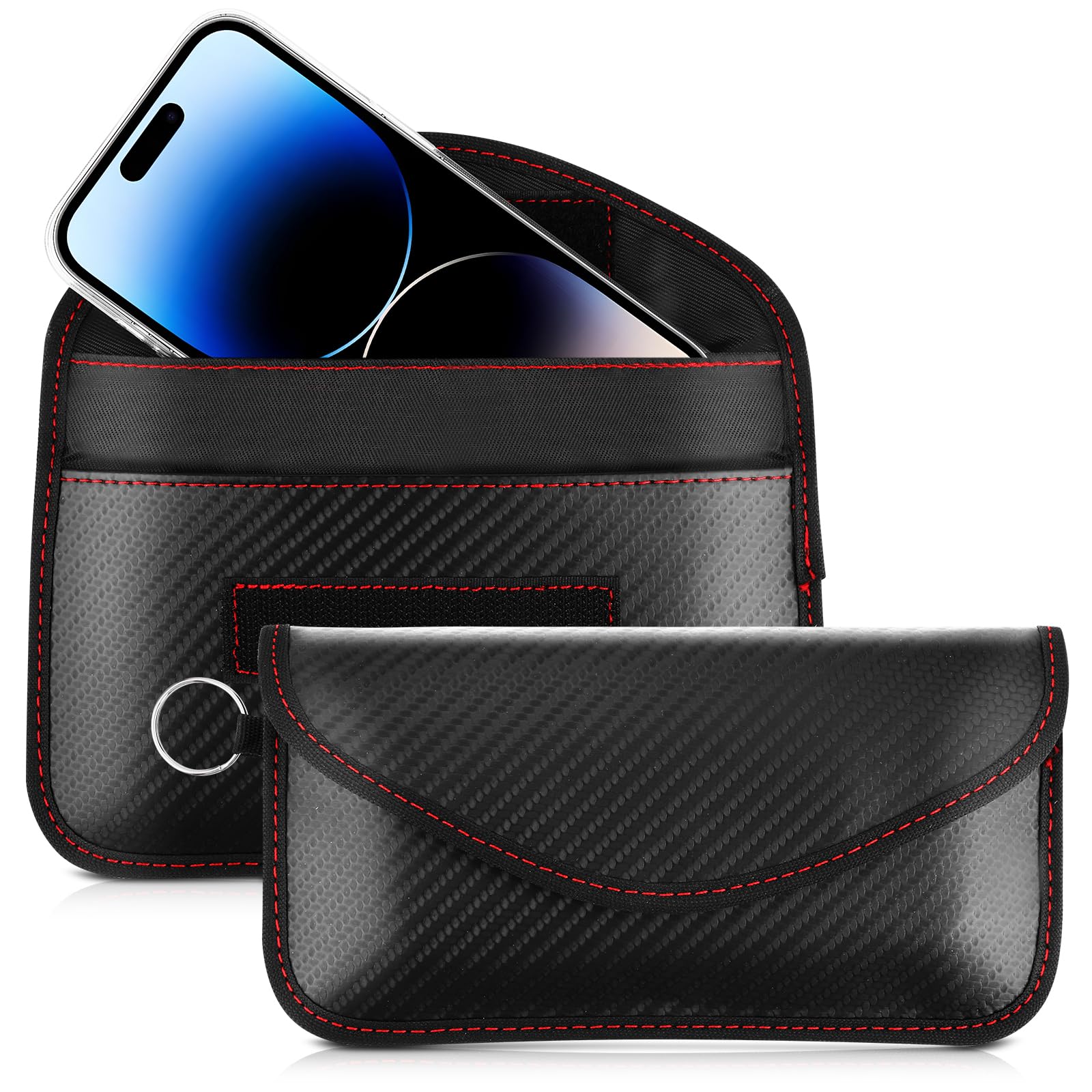 Giantree 2 Pack Faraday Bag for Key Fob, Faraday Key Fob Cage Protector Car RFID Signal Blocking Faraday Pouch Car Key Anti-Theft Pouch Anti-Hacking(Carbon Fiber Texture)