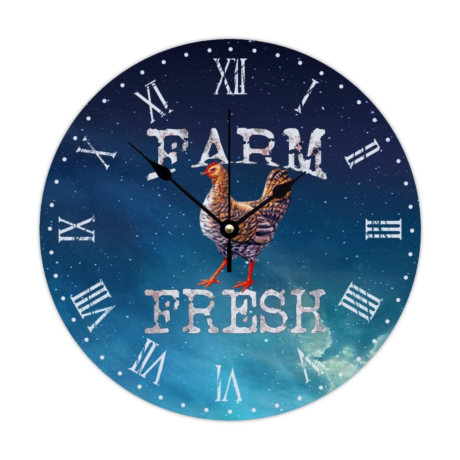Horloge sans tic-tac coq bois vintage pour salon et cuisine