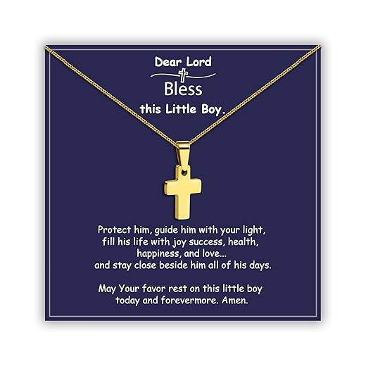 Sereney Cross Necklace as Easter Basket Stuffers First Communion Gifts for Toddler Kids Teen Boys Girl, Mustard Seed Jewelry as 1st Communion Easter Birthday Gifts Christian Necklace for Son Daughter