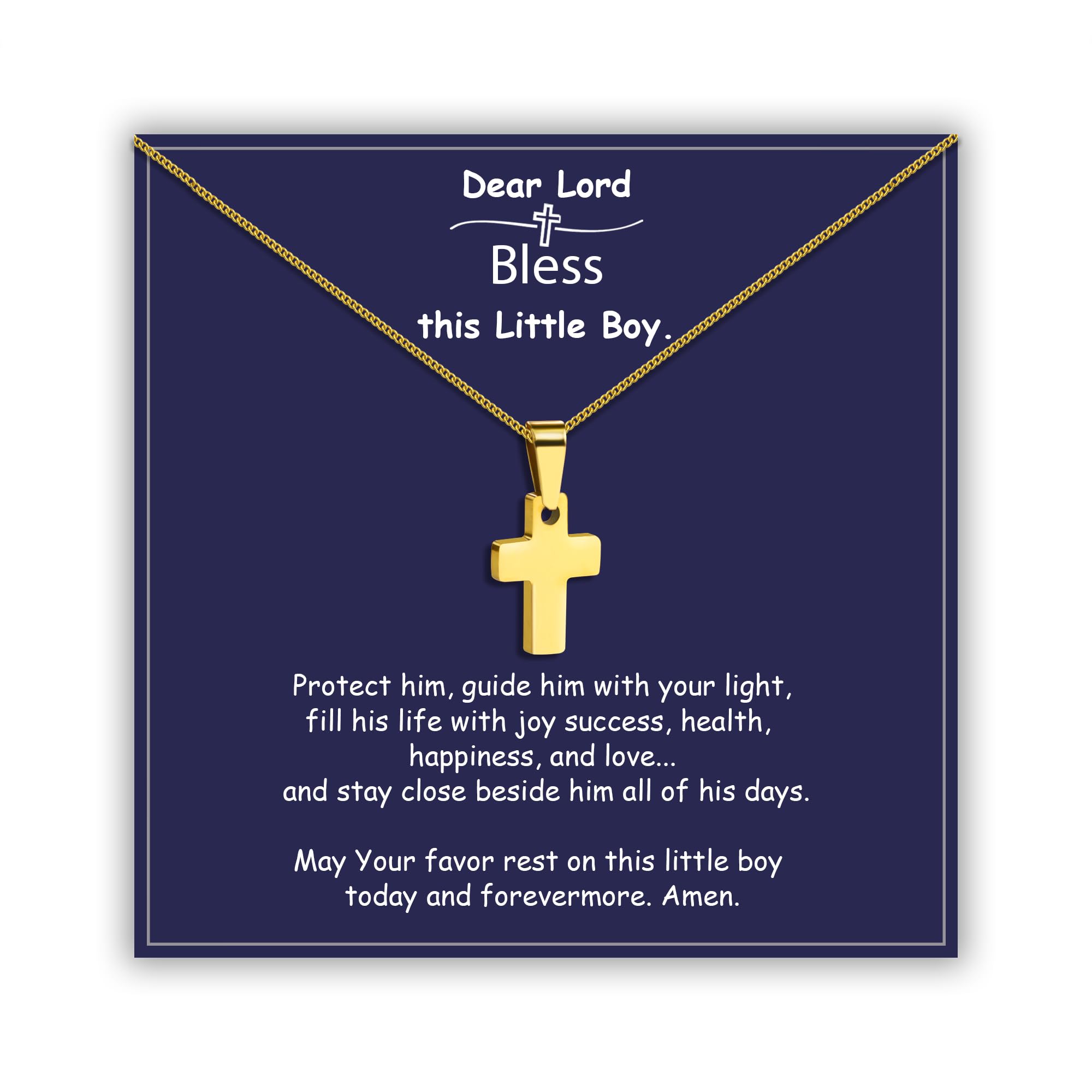 Sereney Cross Necklace for Boys Girls as Birthday Baptism Christian Gifts