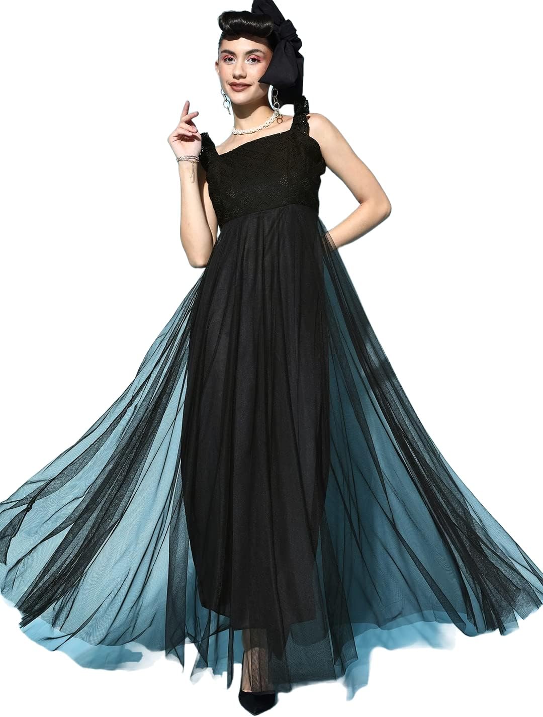 U&FWomen Solid Elevated Gown Dress
