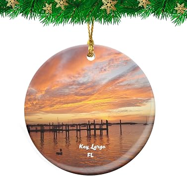 Key Largo Sunset Florida USA Christmas Ornament Travel Souvenir Personalized Christmas Tree Pendant Hanging Decoration