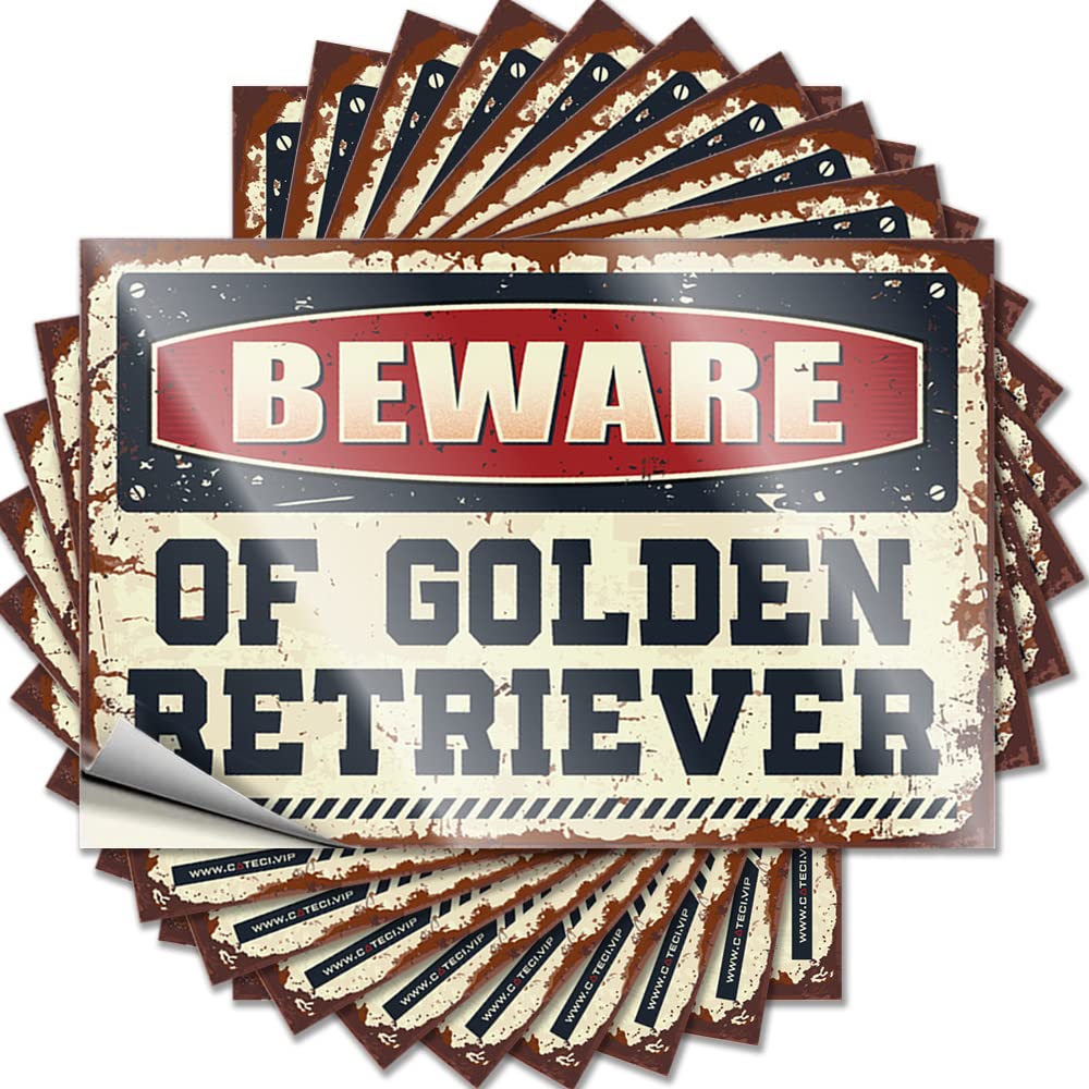 Fzfn Colour Cool Motorcycle Saying - Beware Of Golden Retriever Water Waterproof Vinyl Sticker(6X9cm)