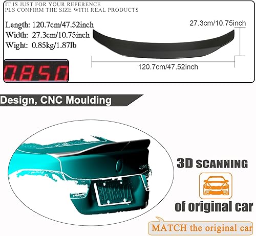 Miniatura 5 de Alerón de maletero de fibra de carbono para BMW Serie 4 F36 Gran Coupé 2014-2019 Spoiler 420i 428i 435i 440i 4Door Rear Boot Lid Highkick Wing Lip
